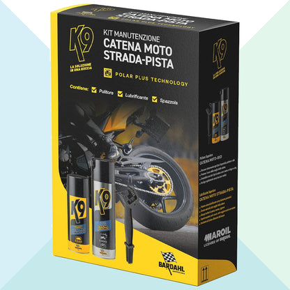 Bardahl K9 657060 Kit Speciale Manutenzione Catena Moto Strada Pista Lubrificante Pulitore e Spazzola (8872466874705)