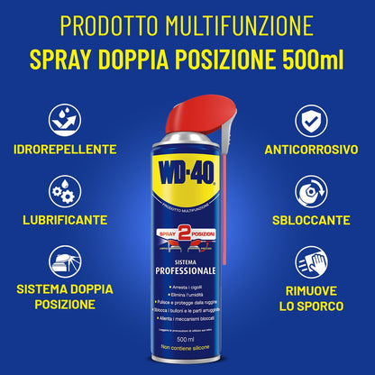 WD-40 Lubrificante Spray Professionale Multiuso con Sistema Doppia Posizione 500 ml (5738409459870)