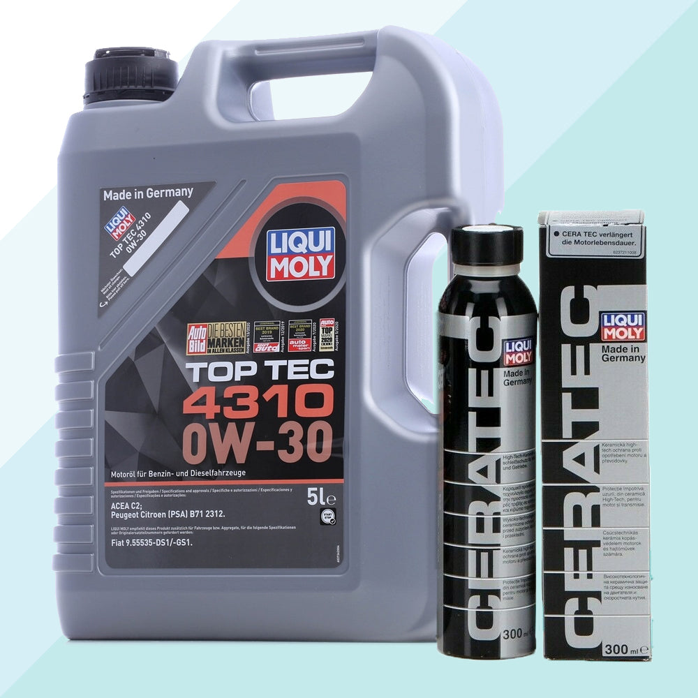 Liqui Moly Kit Top Tec 4310 0W30 C2 Olio Motore Sintetico 5 LT + Ceratec 2362 +3721 (8766611718481)