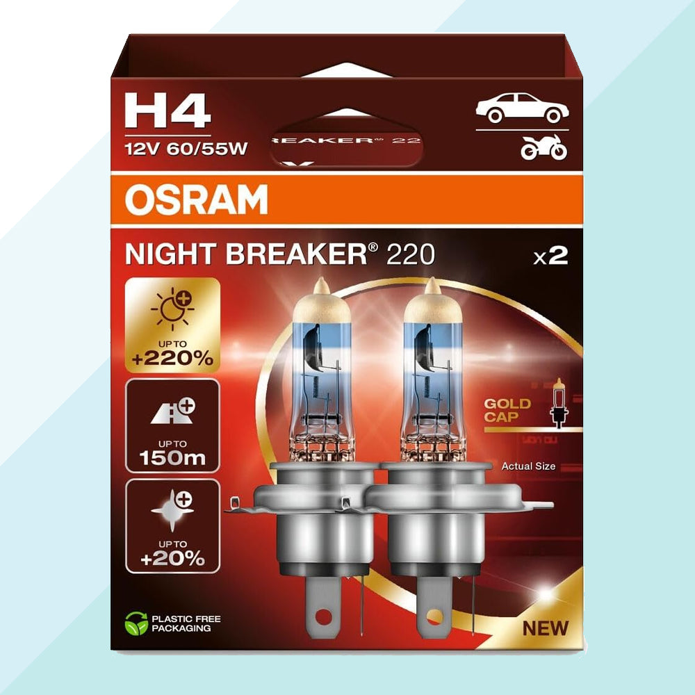 Osram Night Breaker 64193NB220-2HB Coppia Lampadine Alogene H4 +220% Auto Moto (9706283434321)