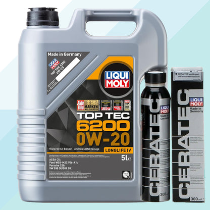 Liqui Moly Kit Top Tec 6200 0W20 C5 Olio Motore Sintetico 5 LT + Ceratec 20789 +3721 (8767789465937)