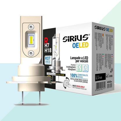 Sirius XLH718R Coppia Lampadine LED H7 H18 Luce Bianca Fredda 6000K OELED Regolabile Auto Moto (9753760170321)