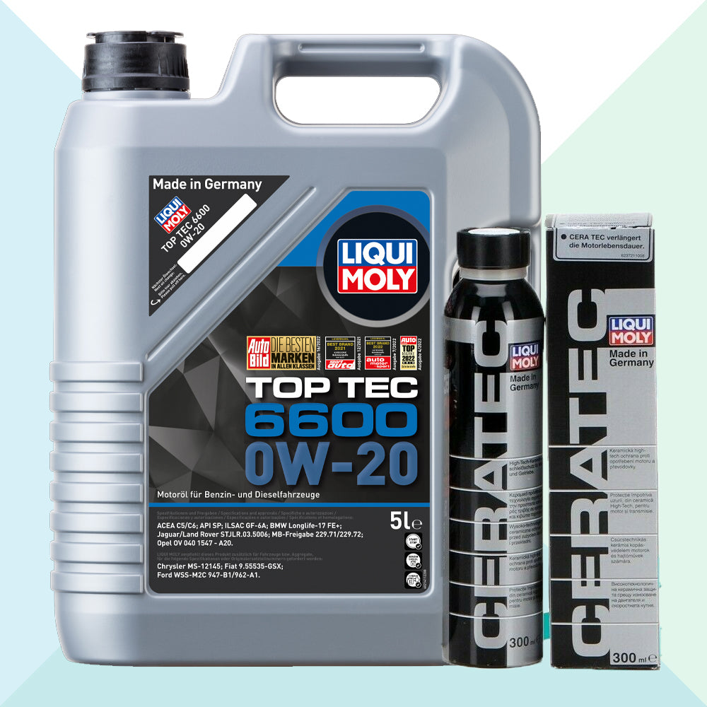 Liqui Moly Kit Top Tec 6600 0W20 C5/C6  Olio Motore Sintetico 5 LT + Ceratec 21411 +3721 (8766746034513)