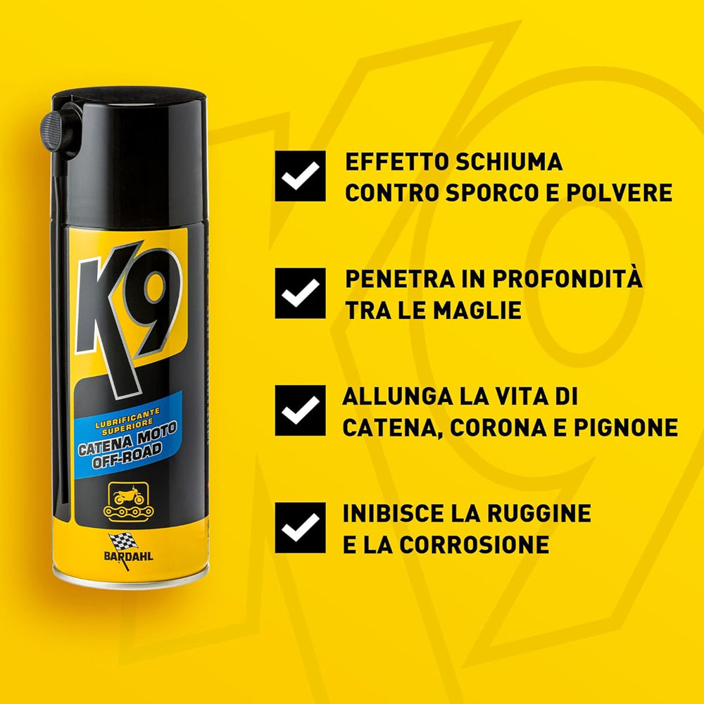 Bardahl K9 Lubrificante Superiore Spray Catena Moto Chain Lube Off-Road 400ml (7975067025628)