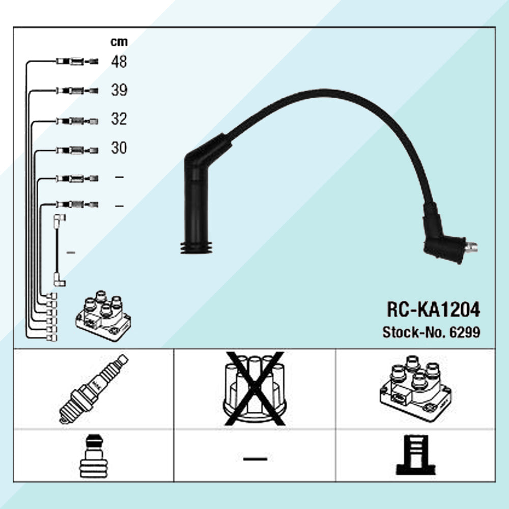 NGK Kit Cavi Accensione Per Hyundai Kia RC-KA1204 6299 (7824930341084)