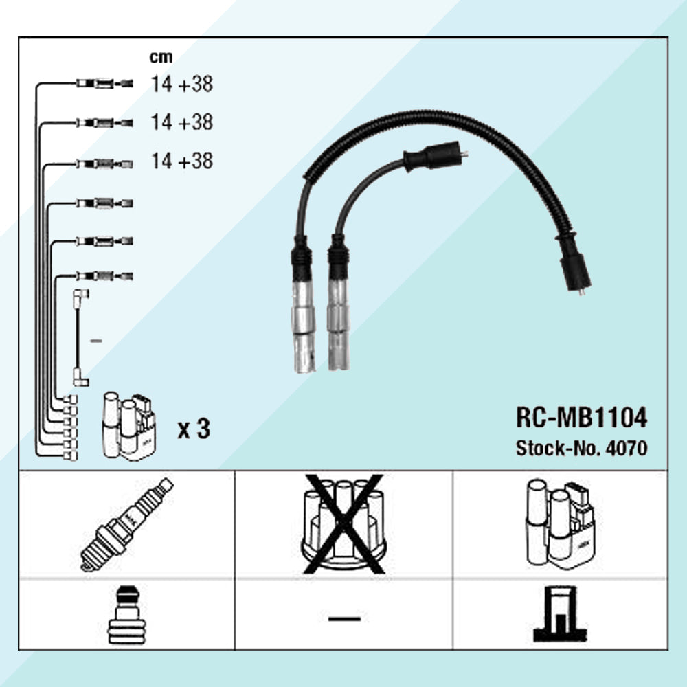 NGK Kit Cavi Accensione Per Smart Fortwo 450 Roadster 452 0.6 0.7 RC-MB1104 4070 (7825008623836)