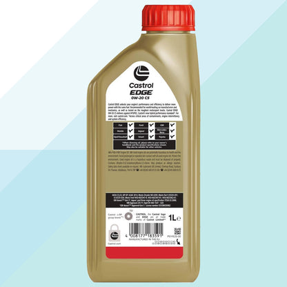 Castrol Edge 15F6E6 Olio Motore Auto Titanium FST 0W20 C5 C6 Opel Fiat 9.55535-GSX 1 Litro (9775093449041)