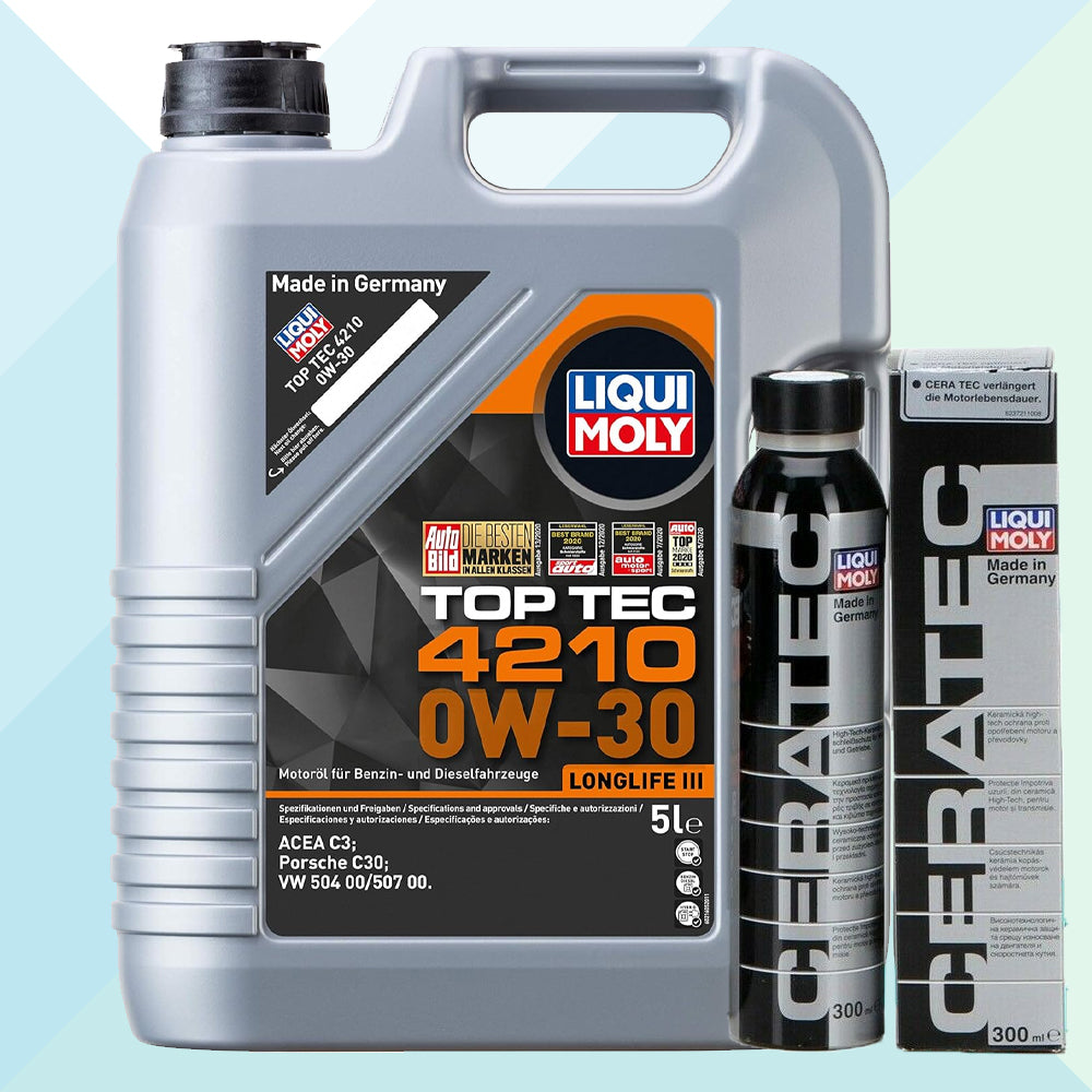 Kit Liqui Moly Top Tec 4210 0W30 C3 LL Olio Motore Sintetico 5 Lt Ceratec 300ml (8773878808913)