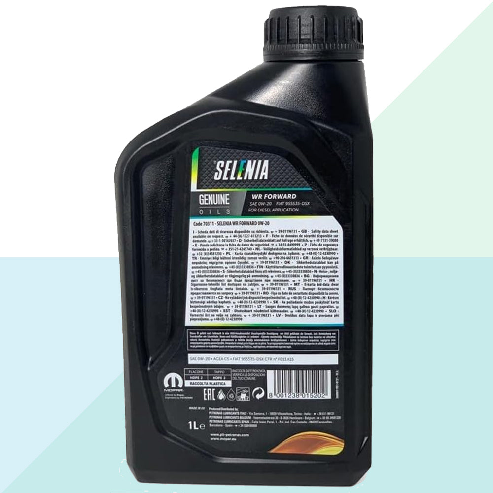 Selenia Olio Motore Originale WR Forward 0W20 C5 Diesel Euro 6 1 Litro 163416F9 (7980008997084)