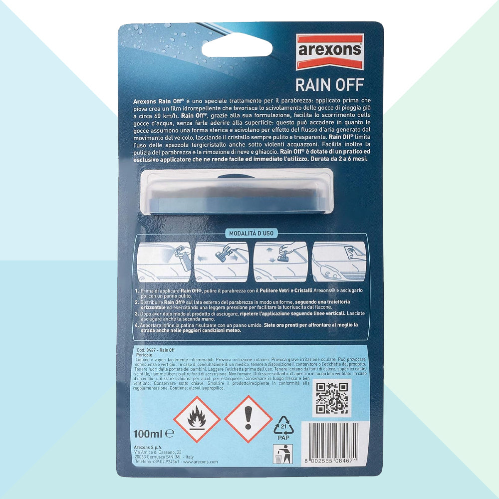 Arexons Rain Off Trattamento Idrorepellente per Parabrezza Auto 8467 (6100843397278)