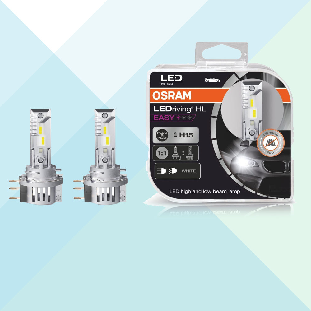 Osram 64176DWESY-HCB Coppia Lampade Led H15 HL Easy Fit Luce Bianca Fredda 6500K Plug & Play (8851296616785)