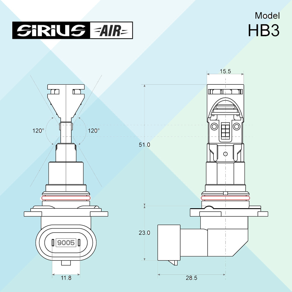 Sirius XLHB3AIR Coppia Lampadine LED HB3 Luce Bianca Fredda 6500K Air Auto Moto (9753833701713)