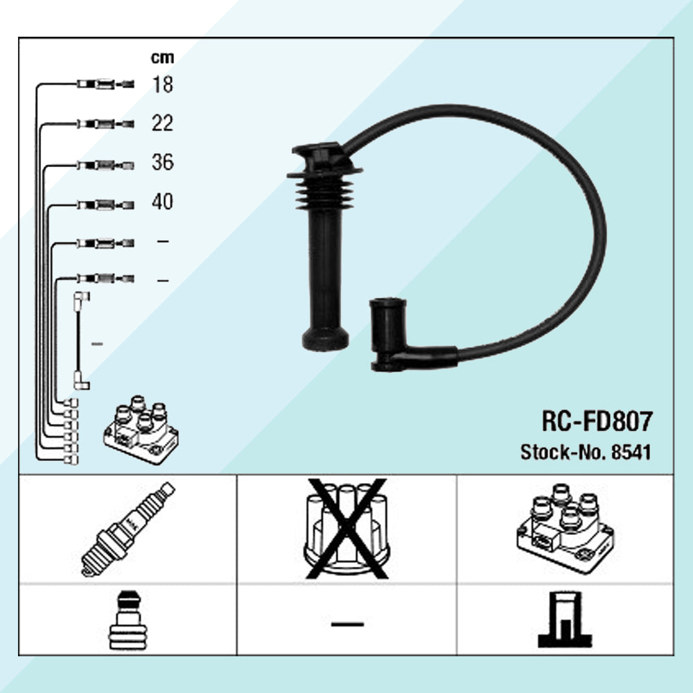 NGK Kit Cavi Accensione Ford Focus Fiesta C-Max II Mazda 2 Volvo 1.4 1.6 RC-FD807 8541 (7765573402844)