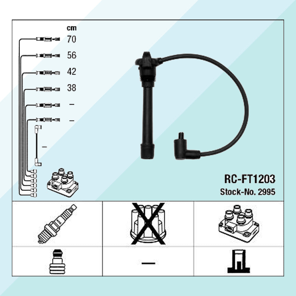 NGK Kit Cavi D'Accensione Per Fiat Lancia RC-FT1203 2995 (7826497470684)