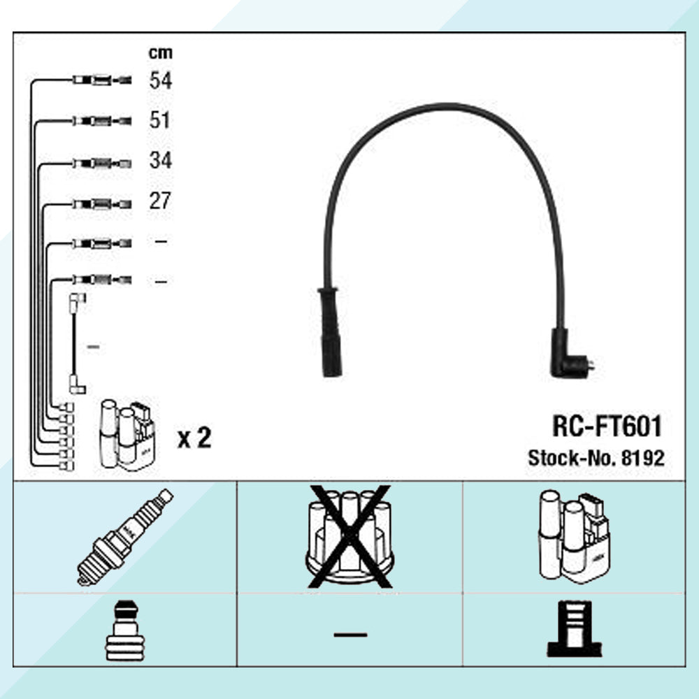 NGK 8192 Kit Cavi Candela Accensione per Fiat Lancia (9902508573009)