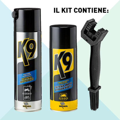 Bardahl K9 657060 Kit Speciale Manutenzione Catena Moto Strada Pista Lubrificante Pulitore e Spazzola (8872466874705)