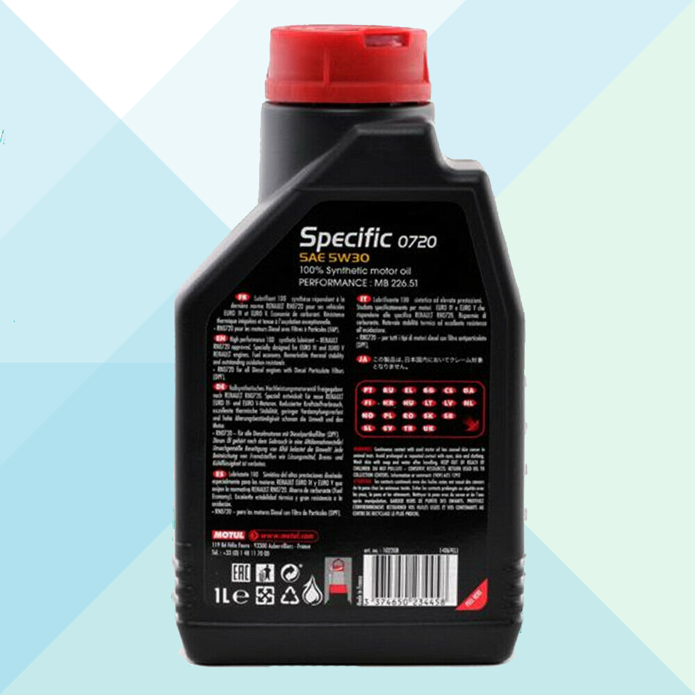 Motul Olio Motore Specific 5W30 0720 C4 Renault RN0720 DPF 100% Sintetico 1 LT 102208 (7632033284316)