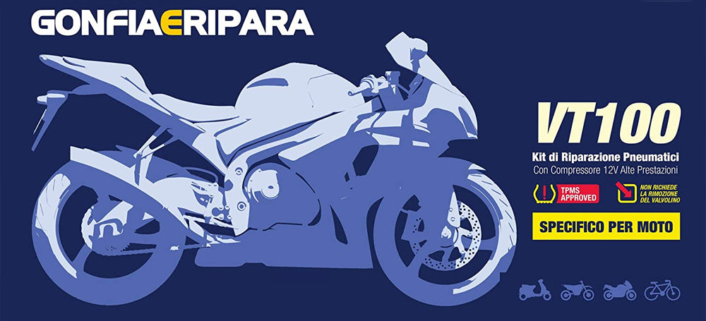 Gonfia e Ripara Intec VT100 Kit Foratura Emergenza Gomma Moto Ruota Europ Assistance Inclusa (7983235367132)