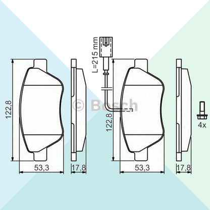 Bosch Kit Pastiglie Freno Assale Anteriore con Segnalatore Usura 0986424597 (6578101944478)