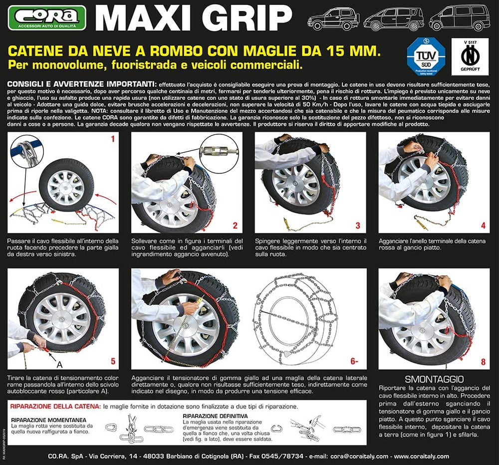 Cora Catene da Neve per Auto Maxi Grip 15mm Gruppo 119 000142119 (6999362404510)