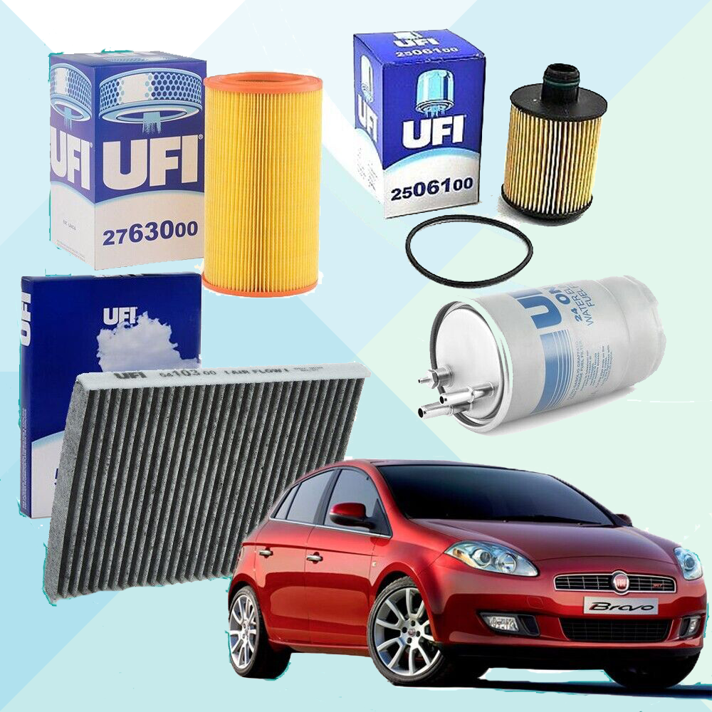 Ufi Kit Tagliando 4 Filtri Fiat Bravo II 2 198 1.6 Multijet Mjet Originali 25.061.00 27.630.00 24.ONE.01 54.103.00 (7753018835164)